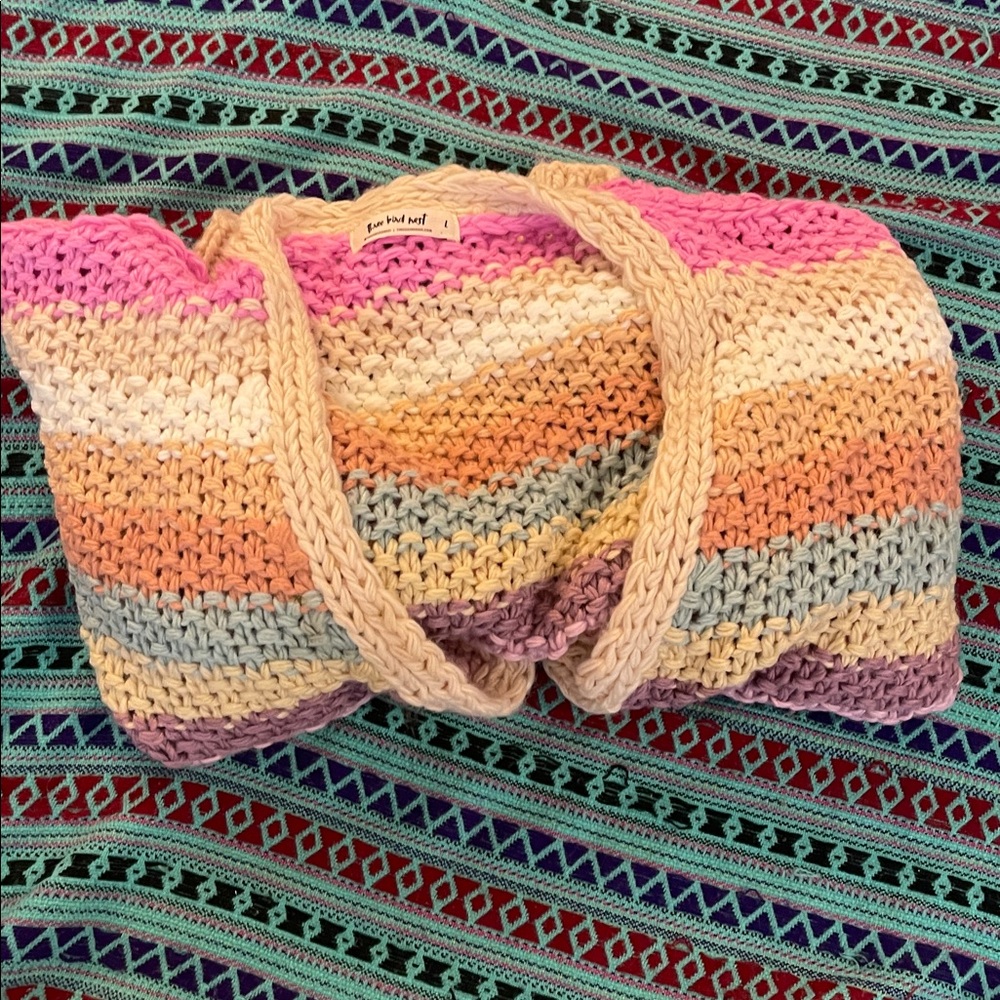 NWOT Boho Cardigan By Three Birds Nest in Pink Multie size L - Picture 8 of 10